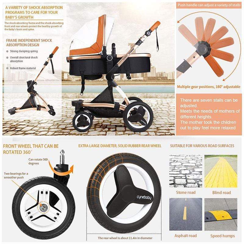 Luxury PU Baby Stroller Toddler Stroller