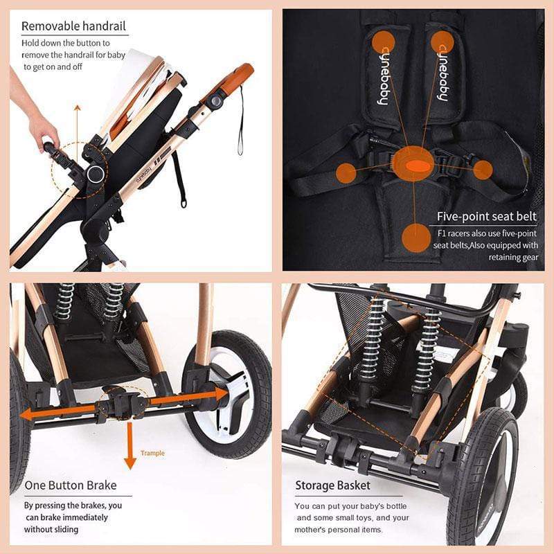 Luxury PU Baby Stroller Toddler Stroller