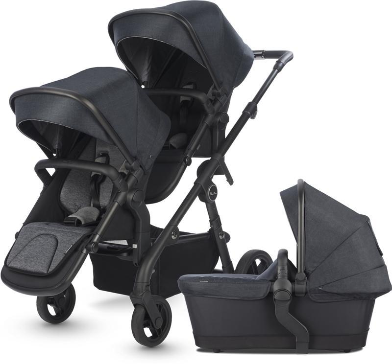 Silver Cross Coast Baby Double Stroller with Carry Cot