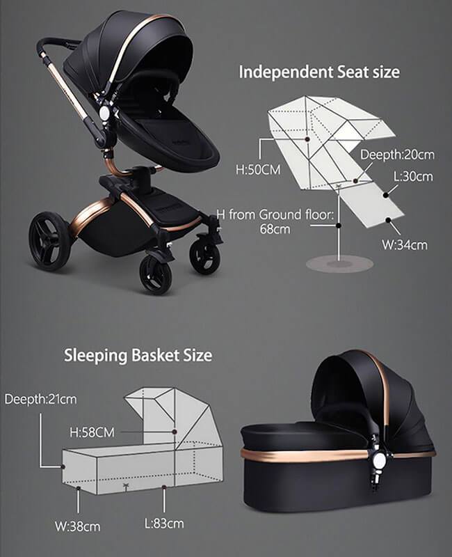 Leather 360 Degree Rotation Toddler Stroller
