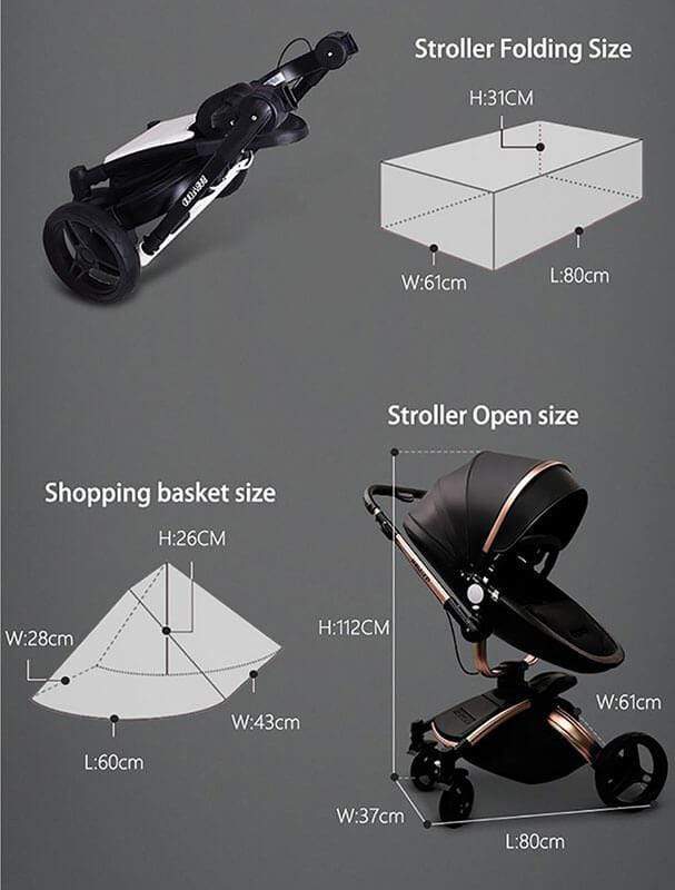 Leather 360 Degree Rotation Toddler Stroller