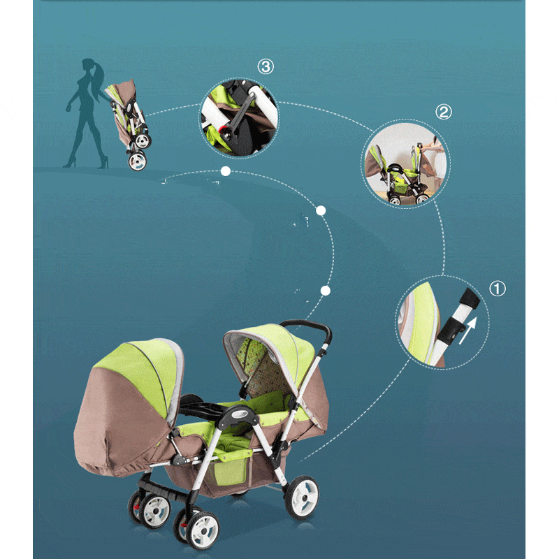 Twin babys double jogging stroller