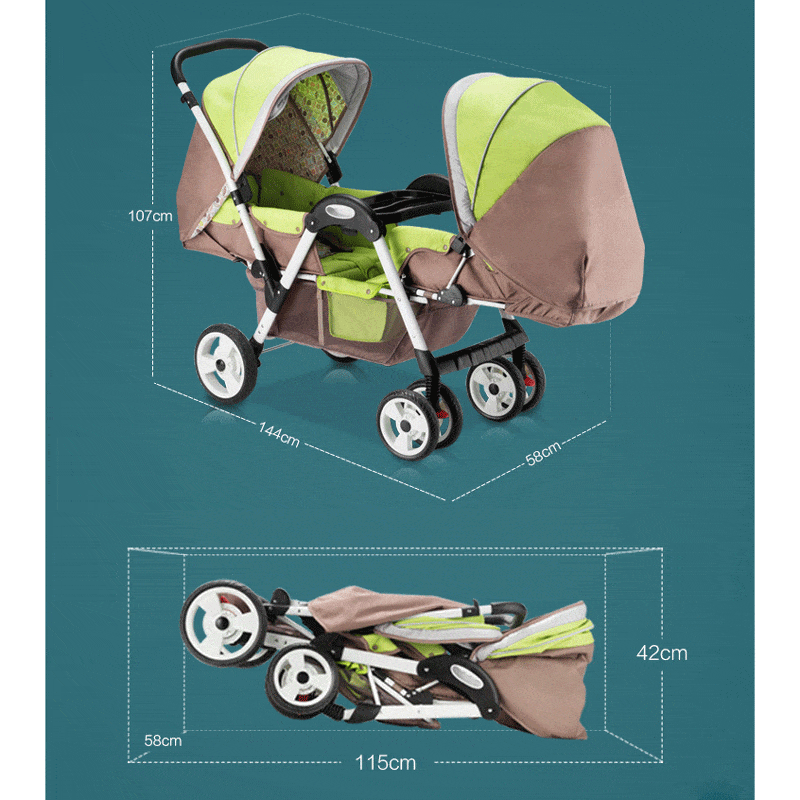 Twin babys double jogging stroller