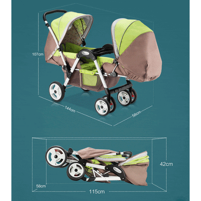 Twin babys double jogging stroller