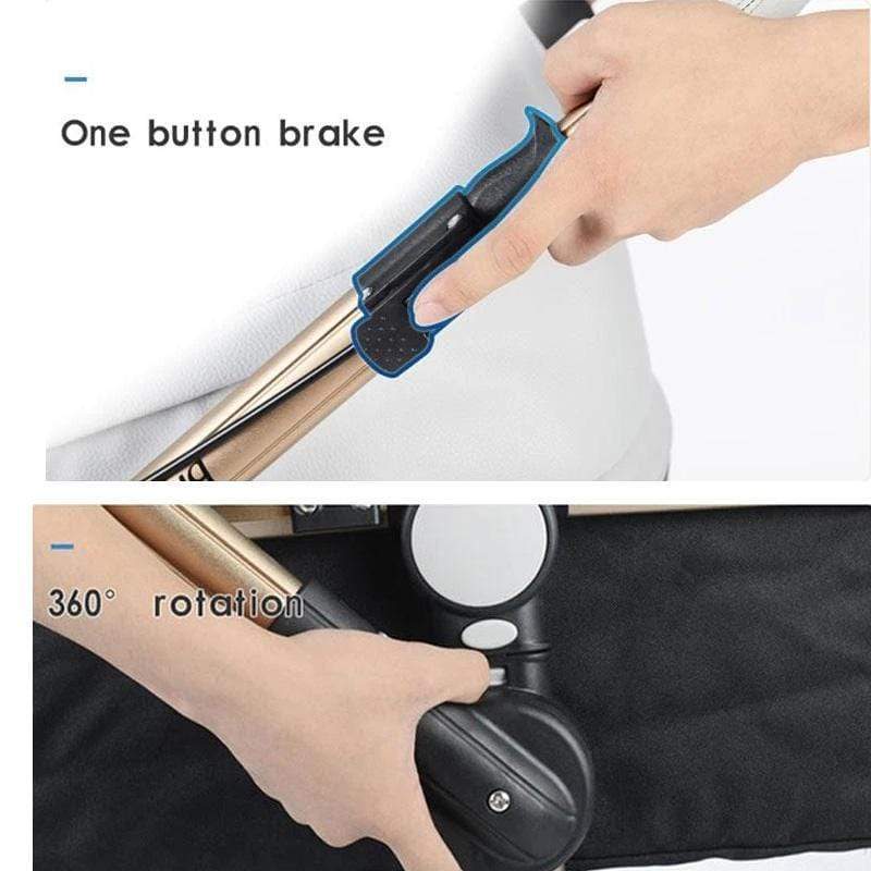 Infant Pram Stroller Luxury Leather 2 in 1 Stroller