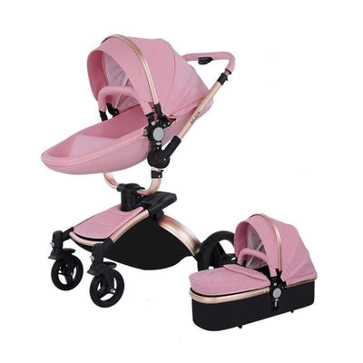 Infant Pram Stroller Luxury Leather 2 in 1 Stroller