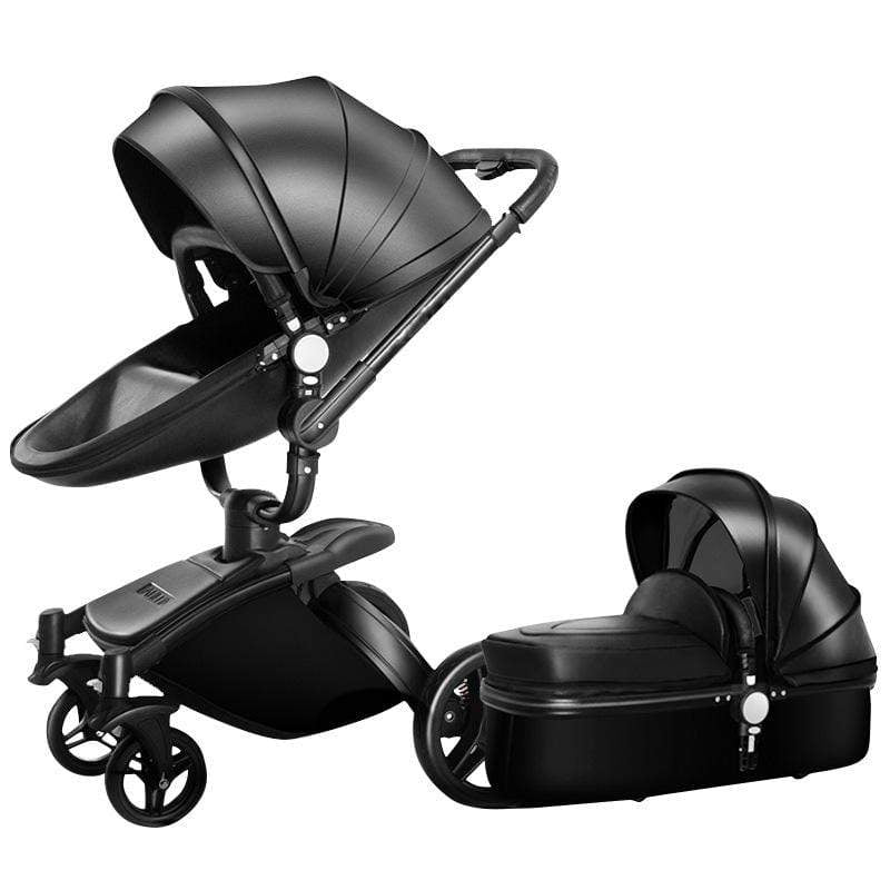 Infant Pram Stroller Luxury Leather 2 in 1 Stroller
