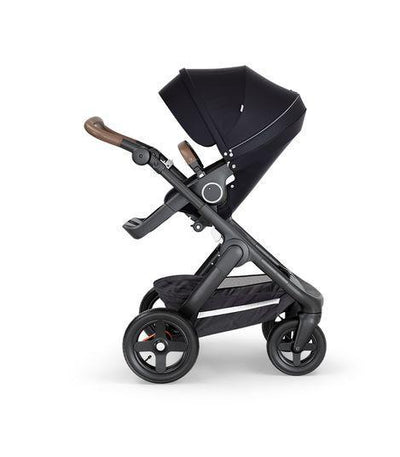 STOKKE Trailz Black Chassis with Brown Handle Stroller