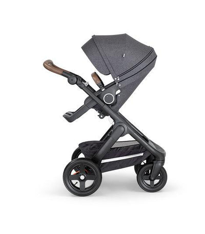 STOKKE Trailz Black Chassis with Brown Handle Stroller