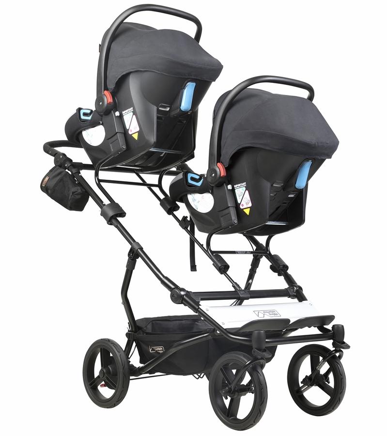 Mountain Buggy Duet Luxury Stroller with Satchel & Bag Clips- Herringbone