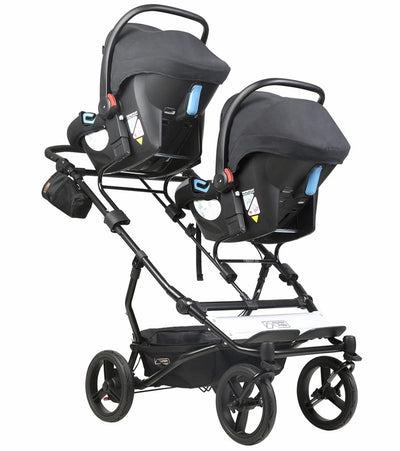 Mountain Buggy Duet Luxury Stroller with Satchel & Bag Clips- Herringbone