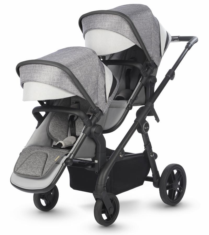Silver Cross Coast Baby Double Stroller with Carry Cot